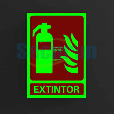 Custom Aluminum Photoluminescent Fire Signs For Extinguisher