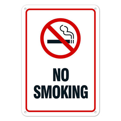 Aluminum Safety Warning Sign For No Smoking