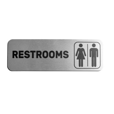 Brushed Aluminum Custom Reflective Sign Unisex Restroom Symbol