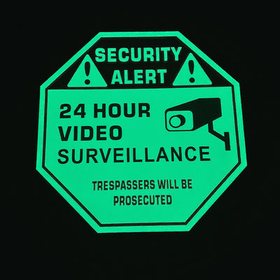 1mm Thickness Photoluminescent Security Alert Signs Glow In The Dark