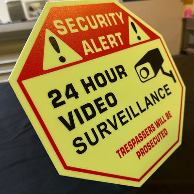 Aluminum Photoluminescent Security Alert Signage 300 X 300mm For School