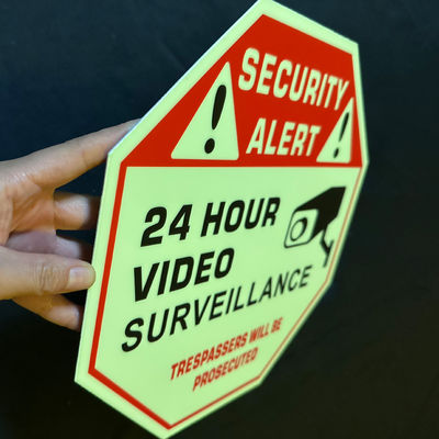 Aluminum Photoluminescent Security Alert Signage 300 X 300mm For School
