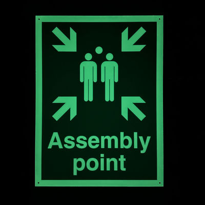300 X 400mm Photoluminescent Assembly Point Signage Glow In The Dark