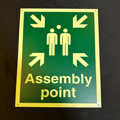 300 X 400mm Photoluminescent Assembly Point Signage Glow In The Dark